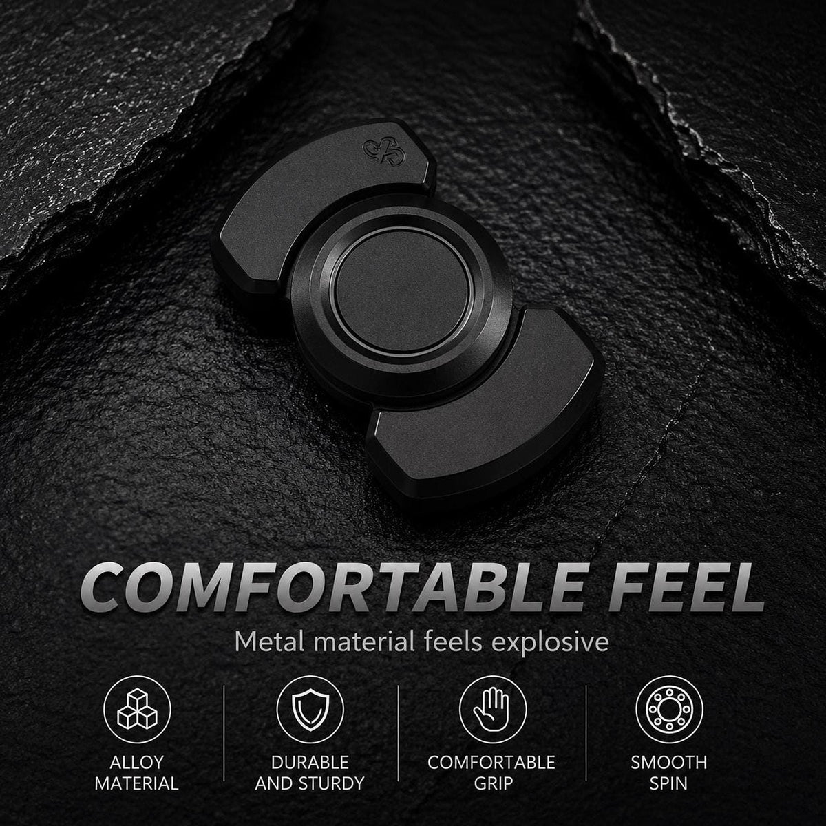 Slider magnétique métal 3-en-1 : finition noire de dessus