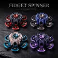 Spinner cinétique transformable : quatre modèles rouge, bleu, turquoise et violet