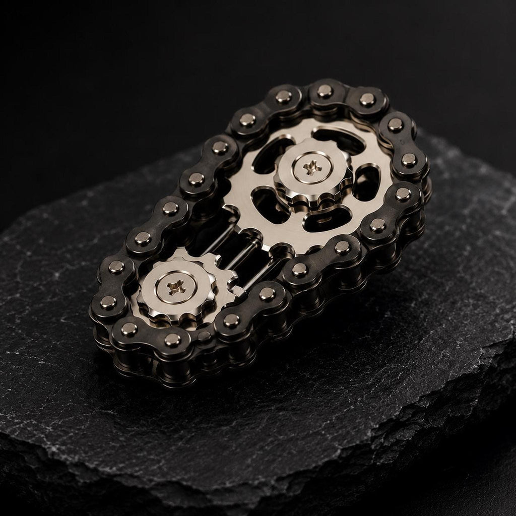 Spinner chaîne de vélo : finition noire avec pignons argentés