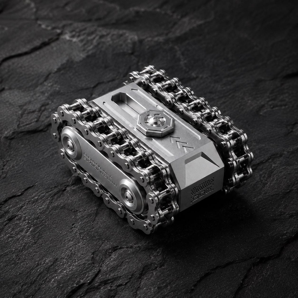 Tank fidget métallique : argenté de trois quarts