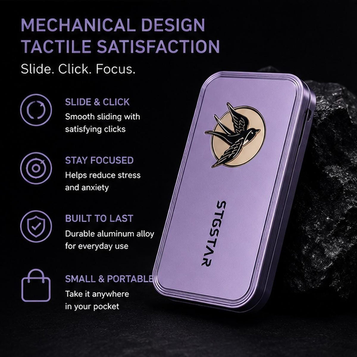Slider magnétique aluminium : présentation du modèle violet