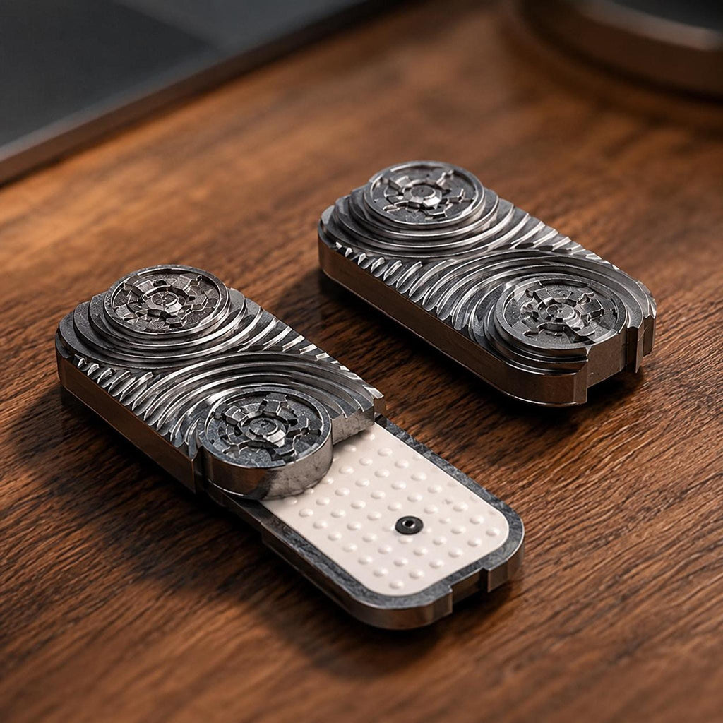 Slider magnétique strié : deux modèles sur bois dont un ouvert