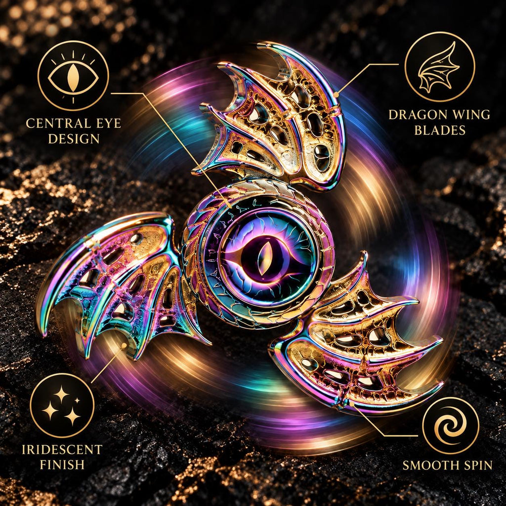Spinner dragon arc-en-ciel : présentation des ailes et de l'œil central